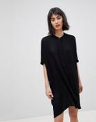 Vero Moda Collarless Shirt Dress - Black