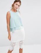 Darling Overlay Top With Pearl Details - Green