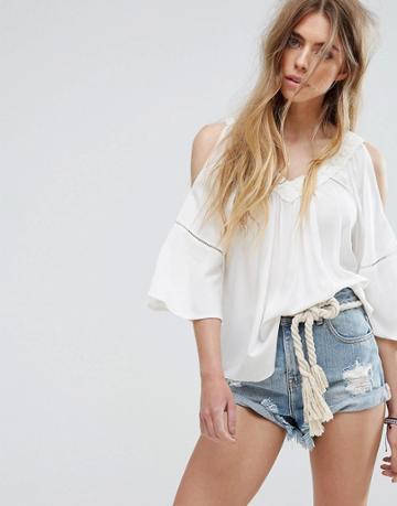 Gandys Bohemian Cold Shoulder Top - White