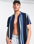 New Look Short Sleeve Shirt With Stripes In Blue-multi