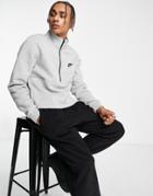 Nike Club Fleece Half Zip Sweat In Gray-black