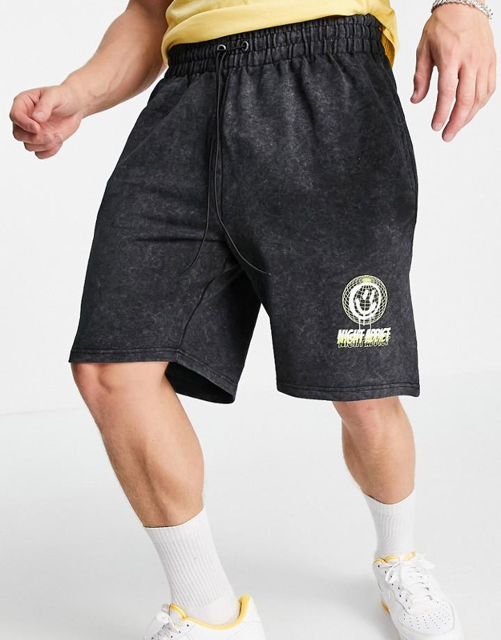 Night Addict Logo Shorts In Black