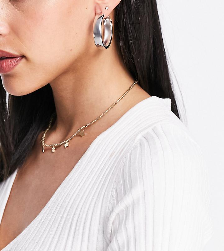 Designb London Exclusive Chunky Hoop Earrings In Silver