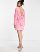 Ever New Bow Back Fluted Sleeve Mini Dress In Pink