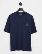 Selected Homme Oversized T-shirt With Triangle Back Print In Navy