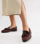 Dune Flat Wide Fit Suede Loafers - Red