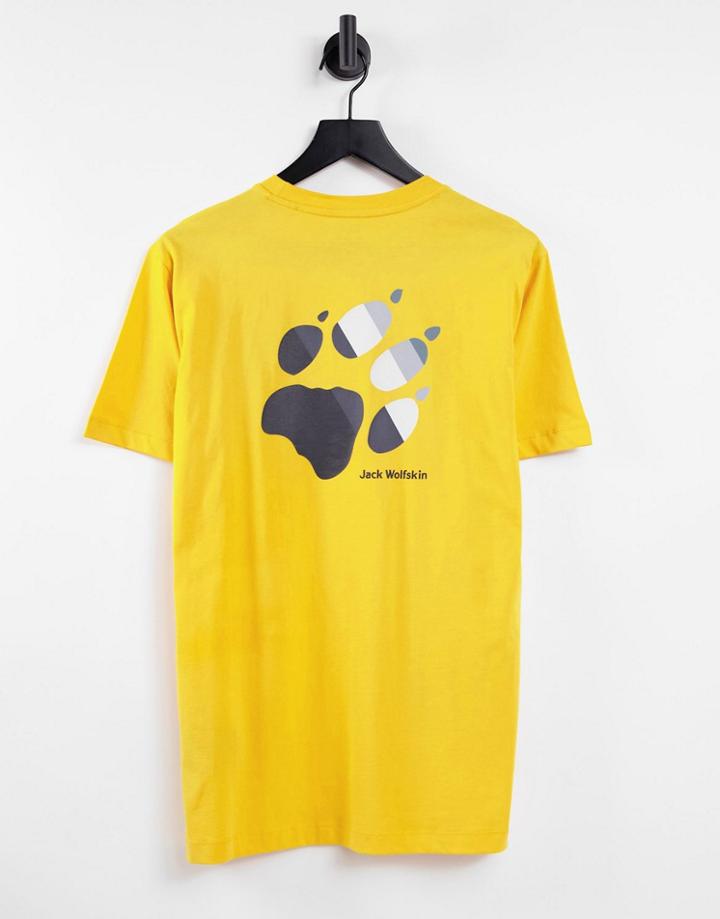 Jack Wolfskin Rainbow Paw T-shirt In Yellow