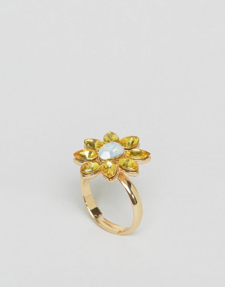 Johnny Loves Rosie Statement Floral Gem Ring - Gold
