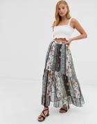 Asos Design Ultimate Prairie Skirt With Button Front In Floral Print-multi