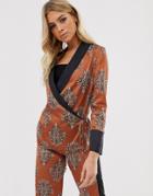 Club L London Contrast Printed Wrap Jacket-multi