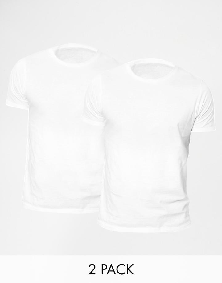 Asos Slim Fit T-shirt With Crew Neck 2 Pack Save 17% - White