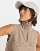 Whistles Knit Vest With Half Zip Collar In Oatmeal-neutral