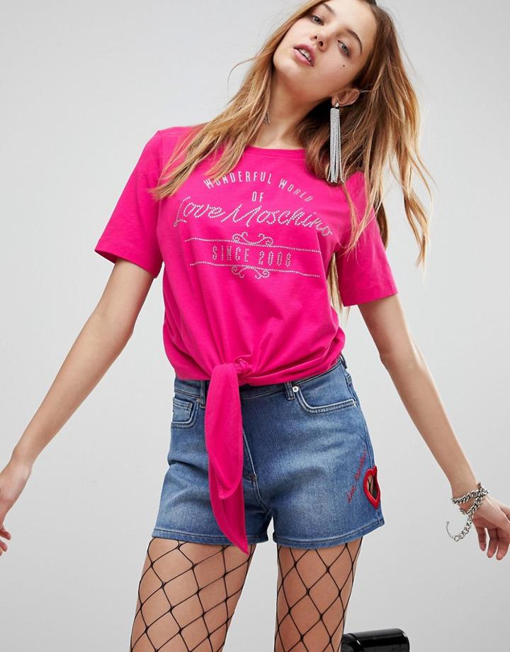 Love Moschino Tied Up T-shirt - Pink