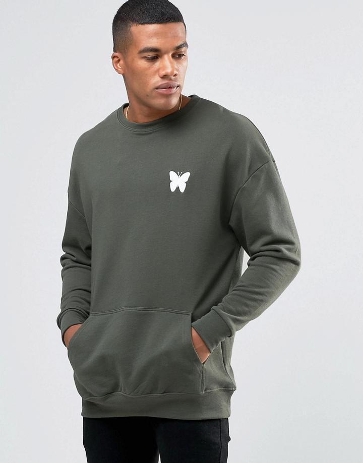 Good For Nothing Sweatshirt With Drop Shoulder - Green