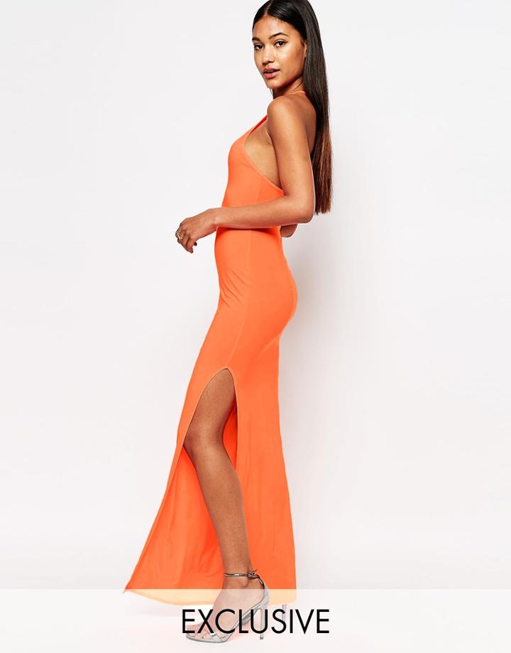 Club L Cross Back Maxi Dress - Neon Coral