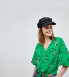River Island Cheetah Print Tie Front Crop Shirt - Green