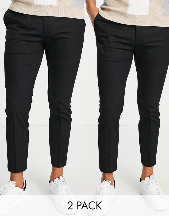 Topman 2 Pack Skinny Smart Jogger Pants In Black