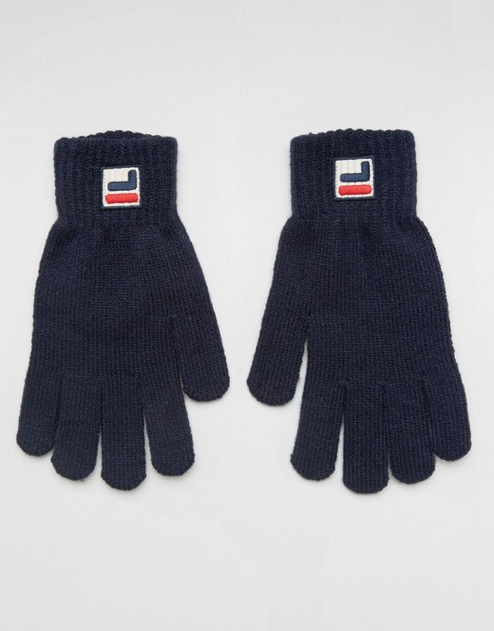Fila Gloves With Small Box Logo In Navy - Navy