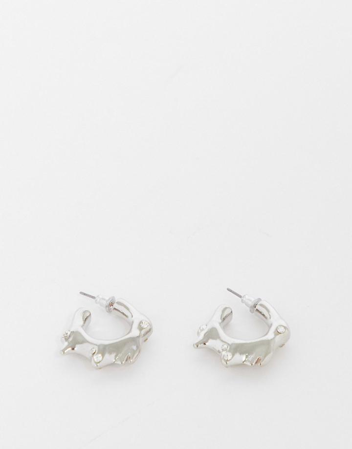 Reclaimed Vintage Inspired Unisex Molten Earrings In Silver-gold