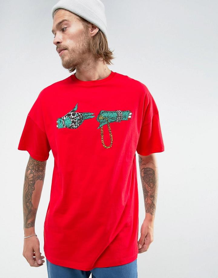 Asos Run The Jewels Oversized Band T-shirt In Red - Red