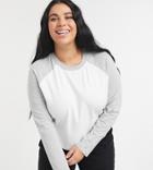 Daisy Street Plus Long Sleeve Cropped Raglan T-shirt In Gray-white