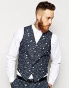 Asos Slim Fit Vest In Condensation Print - Black