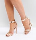 Truffle Collection Wide Fit Jewel Buckle Barely There Sandal - Copper