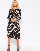 Vero Moda Midi Dress With Lace Yoke - Black