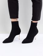 Kurt Geiger Black Knitted Ankle Boots With Gold Stiletto Heel - Black