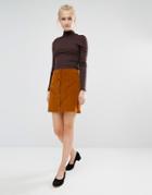 Vila A-line Button Front Skirt - Brown