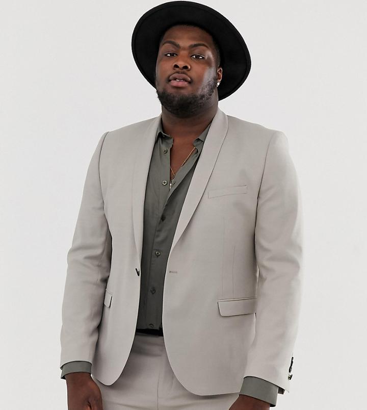 Twisted Tailor Plus Super Skinny Suit Jacket In Gray