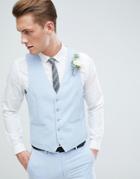 Moss London Wedding Skinny Vest In Light Blue - Blue