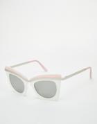Asos Highbrow Square Cat Eye Sunglasses In Color Block With Built Up Highbrow - Multi