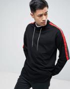 Asos Oversized Long Sleeve T-shirt With Layered Sleeve And Shoulder Taping - Black