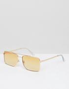 Jeepers Peepers Rectangle Sunglasses In Gold - Gold