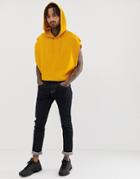 Asos Design Cropped Oversized Hoodie With Raw Edges In Yellow - Yellow