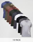 Asos T-shirt With Crew Neck 10 Pack - Multi