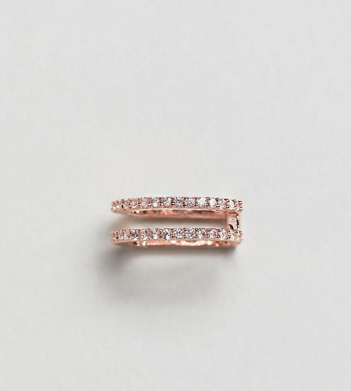 Astrid & Miyu 18k Rose Gold Plated Pave Wishbone Ear Cuff - Gold