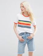 Asos T-shirt With Placement Stripe - Multi