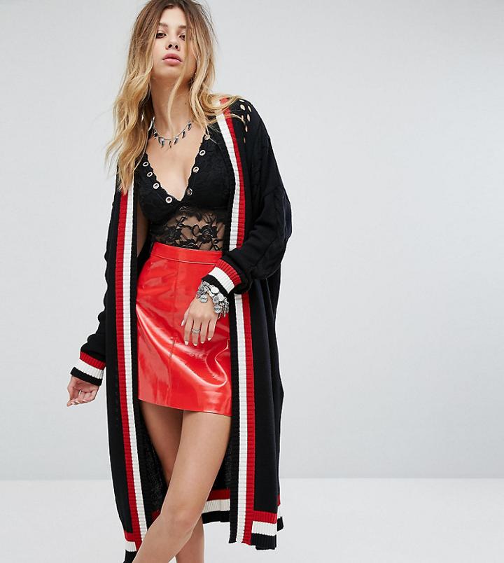 Sacred Hawk Maxi Knitted Cricket Cardigan - Black