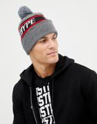 Hype Bobble Beanie With Logo In Gray - Gray