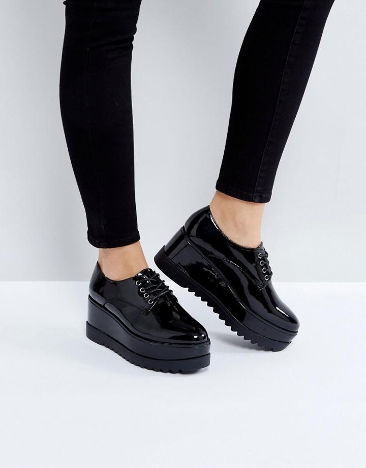 Truffle Collection Flatform Lace Up Shoe - Black