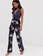 Little Mistress Mixed Floral Print Jumpsuit - Multi