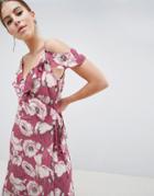 Y.a.s Floral Cold Shoulder Midi Dress - Multi