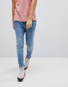 Pull & Bear Carrot Fit Jeans In Mid Blue - Blue