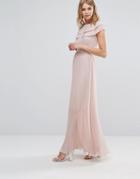 Warehouse Pleated Cape Detail Maxi Dress - Pink