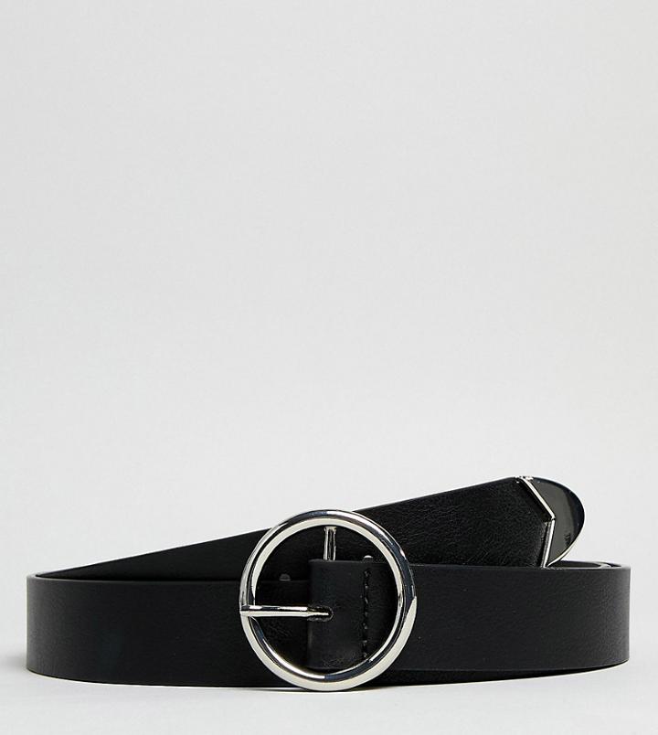 Asos Design Curve Tipped End Circle Buckle Jeans Belt In Black