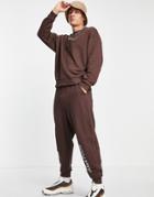 Asos Dark Future Set Relaxed Sweatpants With Logo Print In Chocolate Brown