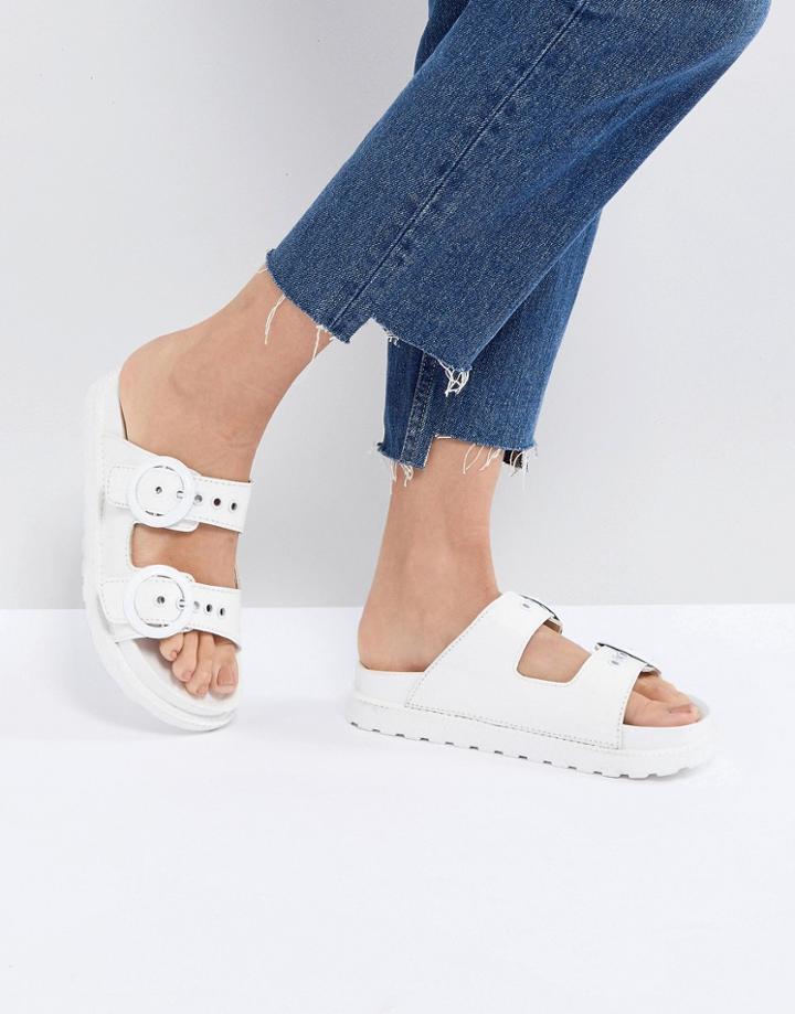 Raid Kendal White Buckle Detail Slides - White