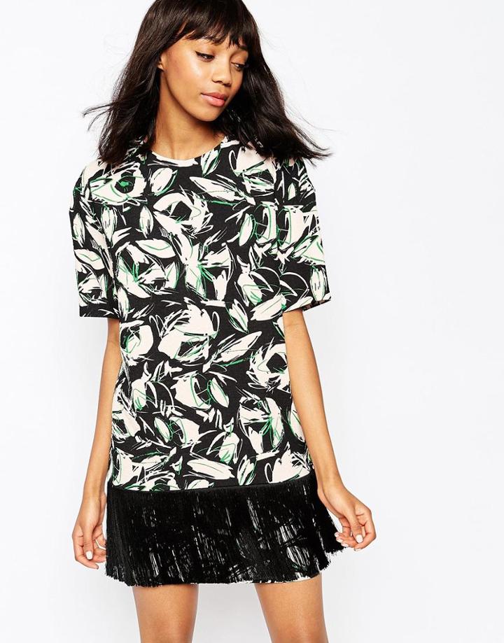 Sportmax Code Pergola Dress In Leaf Print - Pink